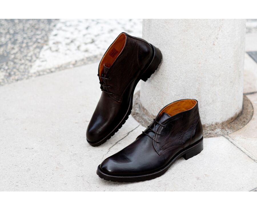 Desert boots homme Chocolat Patiné - WARWICK GOMME