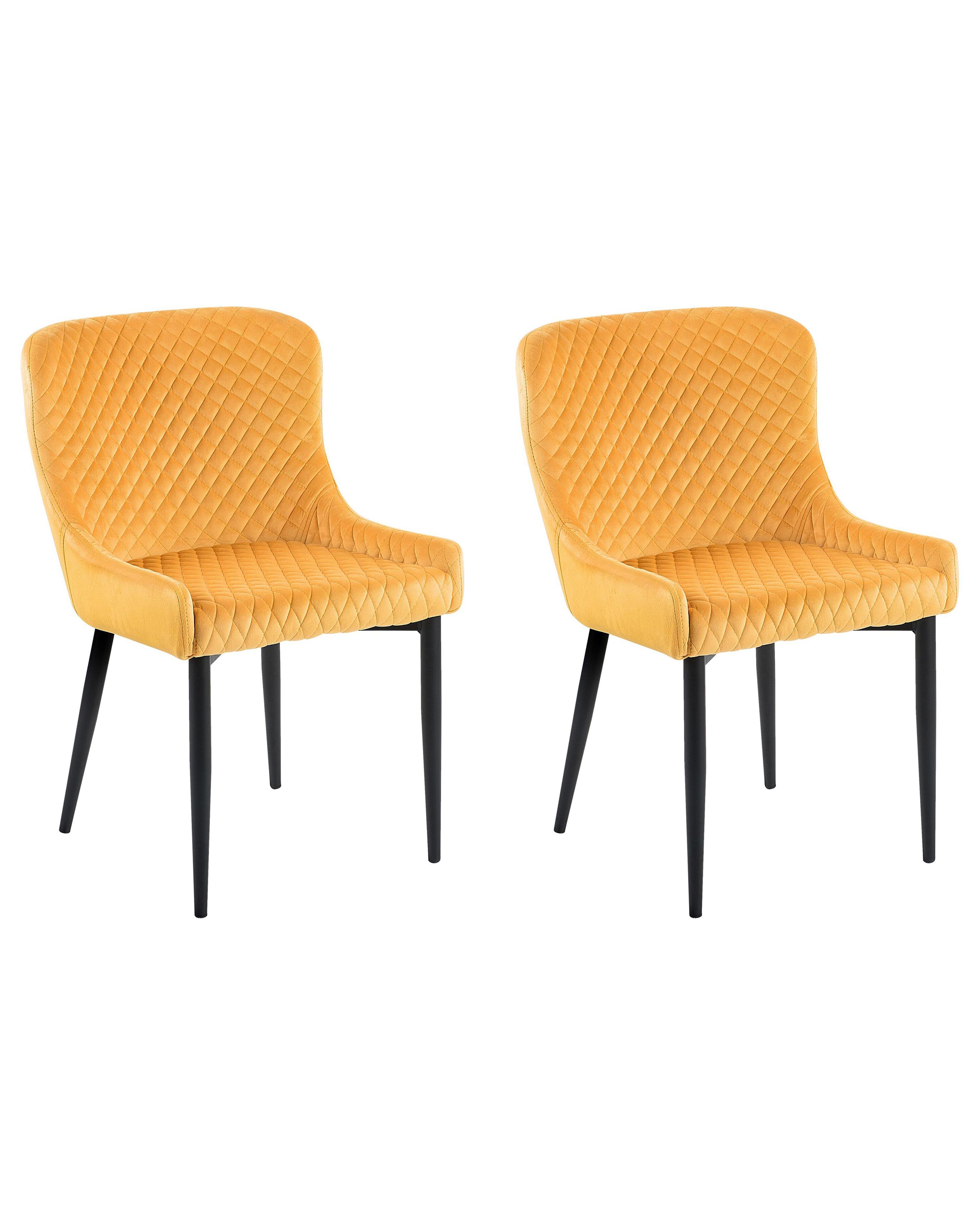Set van 2 eetkamerstoelen SOLANO Fluweel Geel