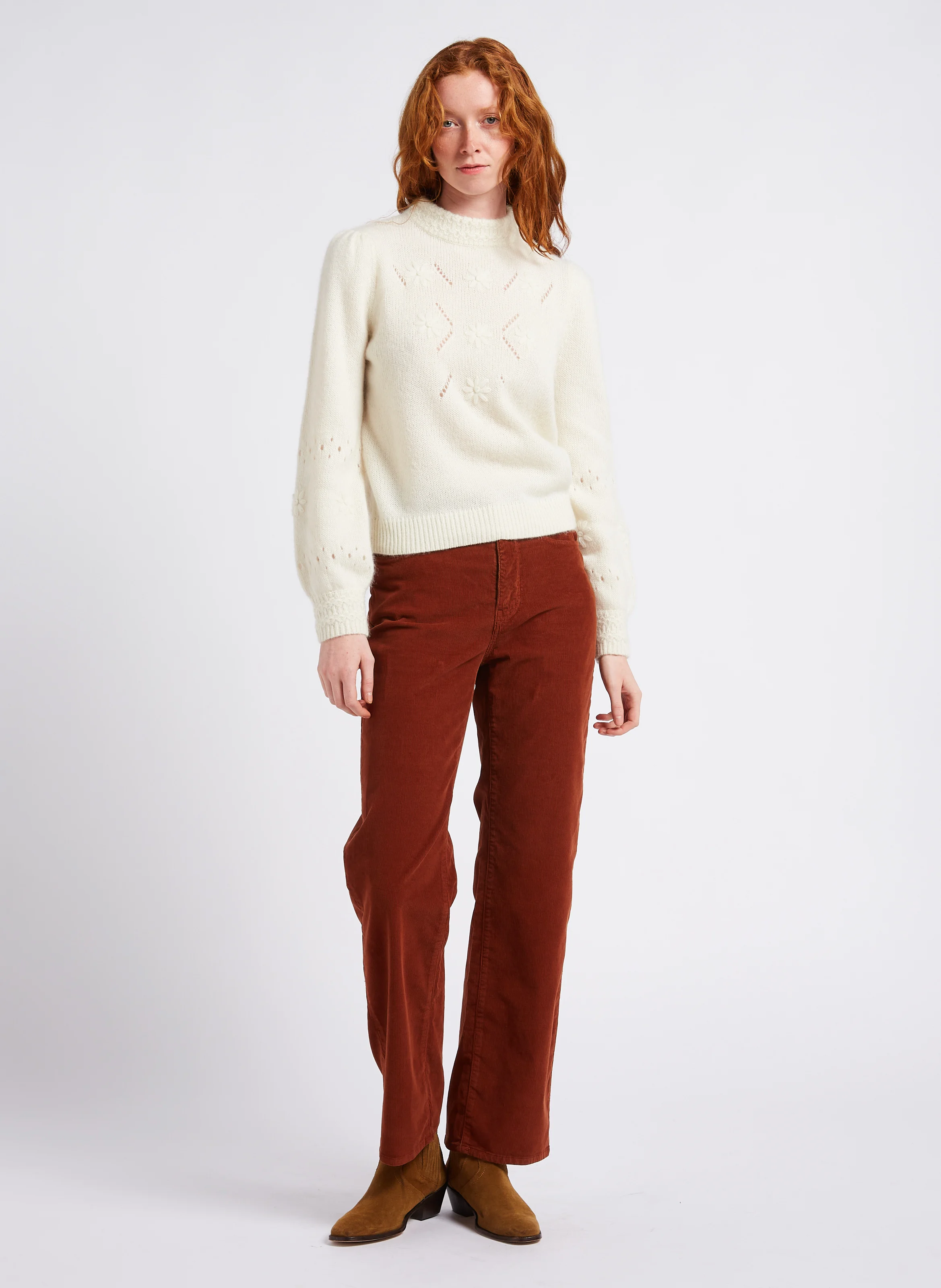 MINETTA - Pull droit en laine mélangée | Blanc
