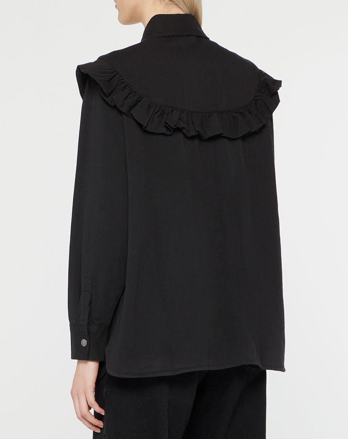 Galeries Lafayette Chemise en Coton bio Candy volant en plastron noire