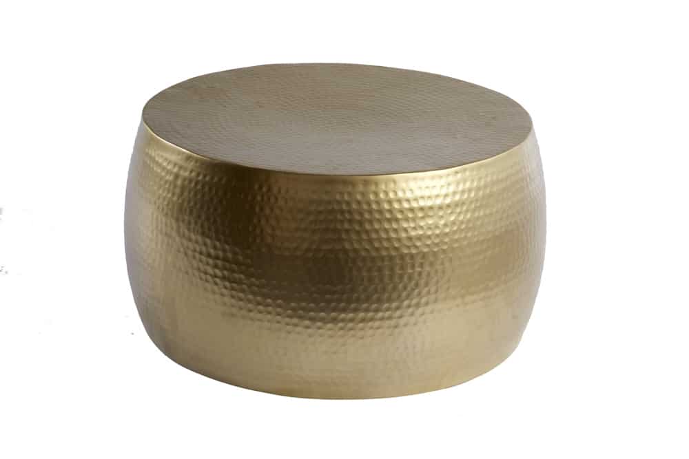 Runder Couchtisch ORIENT III 60cm gold Metall Hammerschlag Design handmade