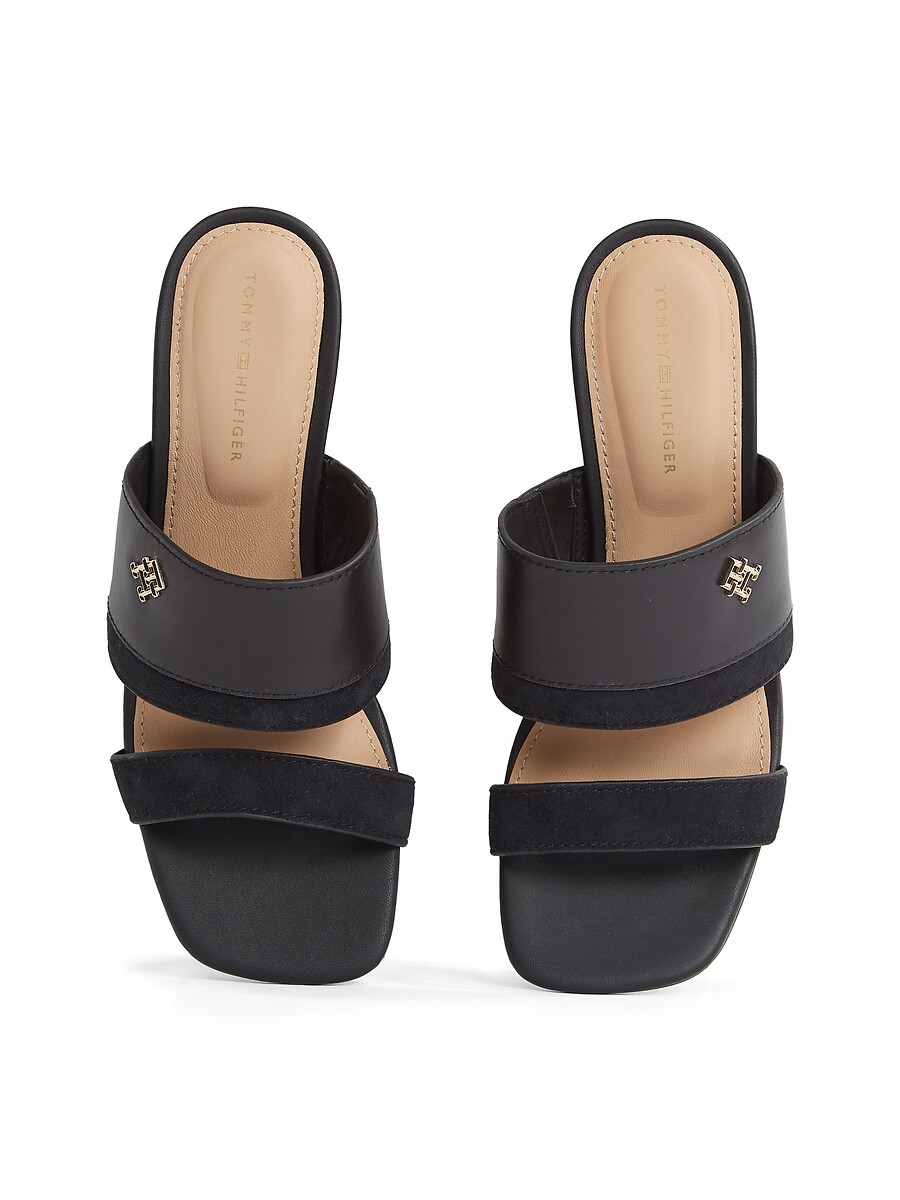 TOMMY HILFIGER<br>Mules de salto alto, em couro