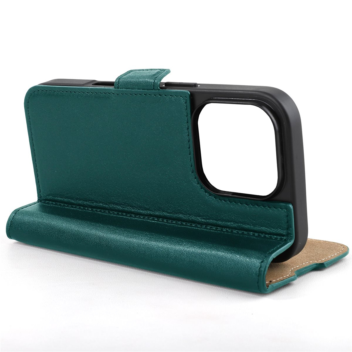 iPhone 16 Pro Echtleder Tasche Flip Cover Hand Made (FABIOIP16PRO-07) - Rain Forest