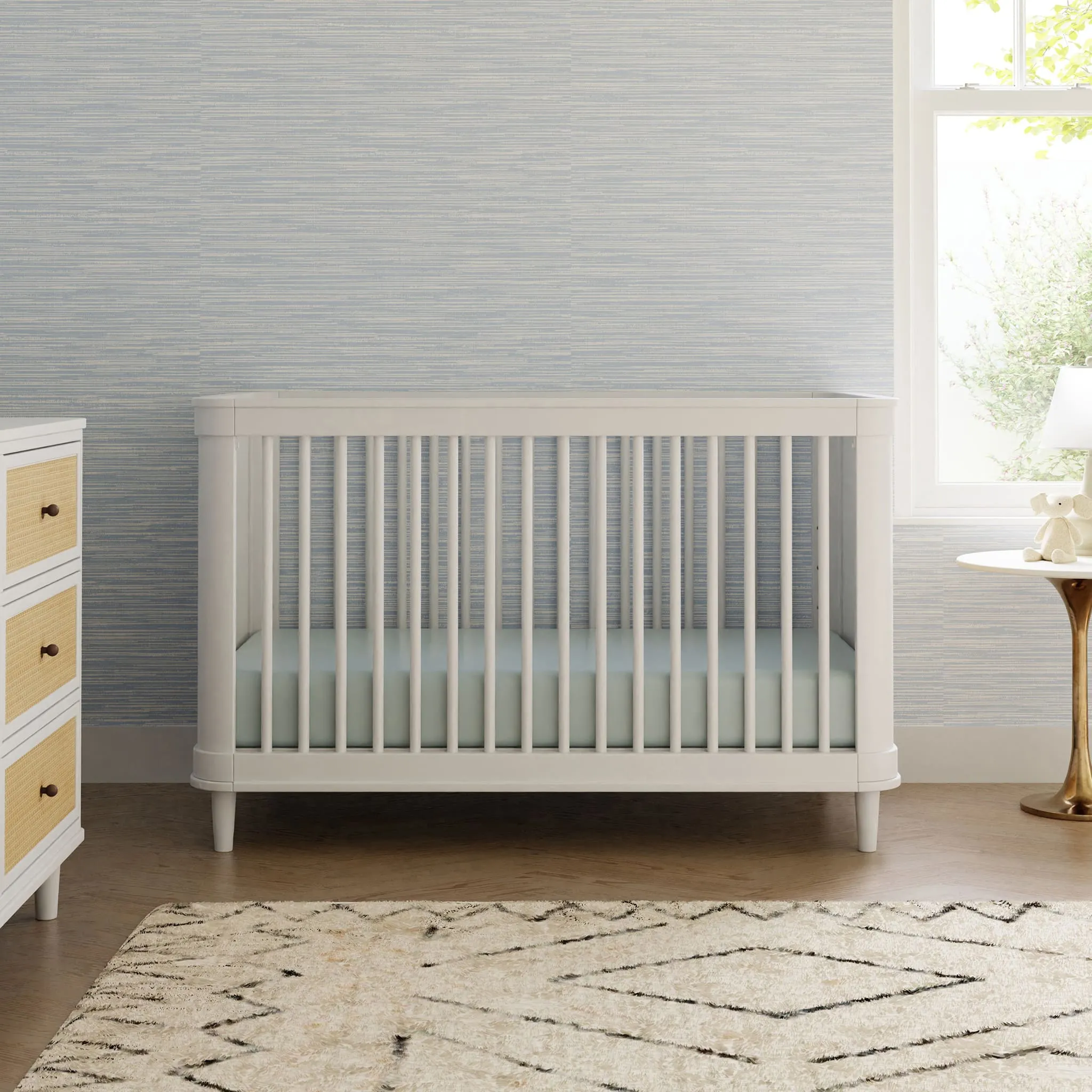 DaVinci Couchette Convertible 3-en-1 Marin - Blanc Chaud et Rotin