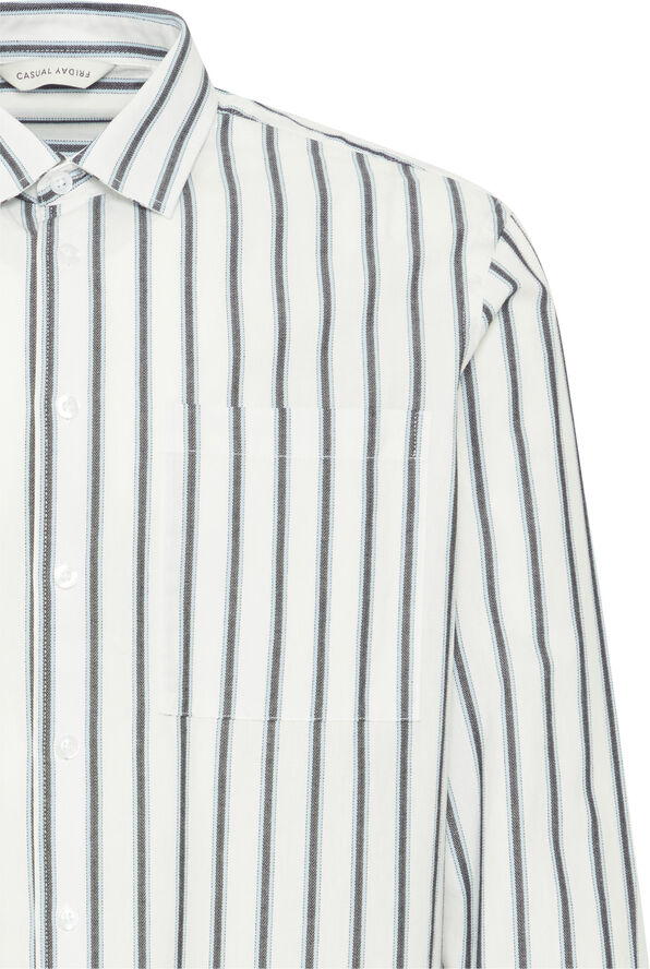Casual Friday CFALVIN LS dobby striped shirt Snow white