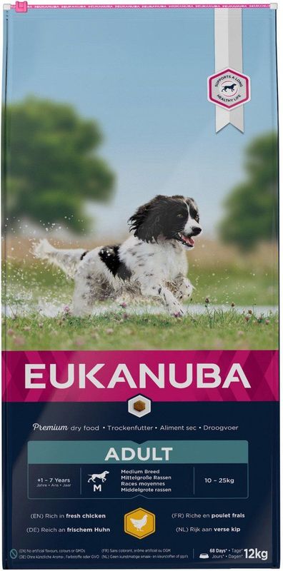 Eukanuba Active Adult Medium Breed Kip - Hondenvoer - 12 kg