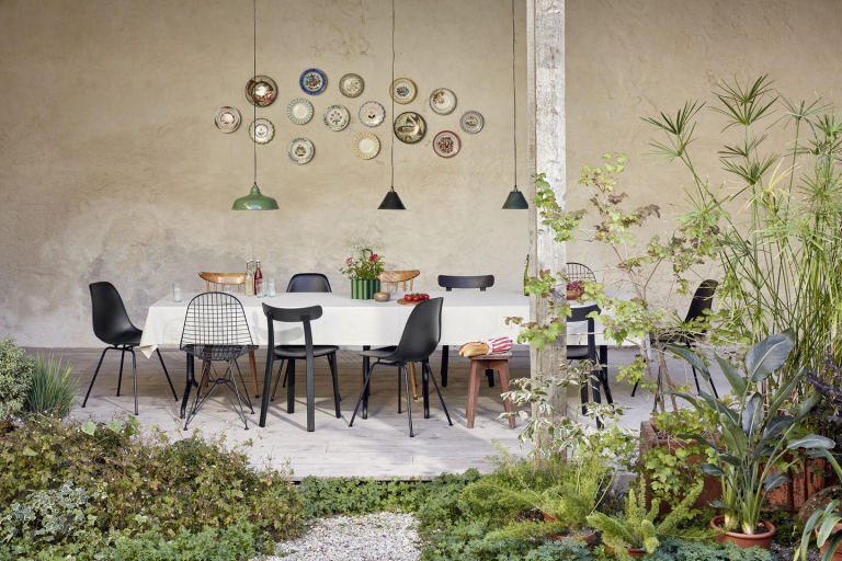 Vitra Eames DSX stoel zwart gepoedercoat onderstel, Light Grey