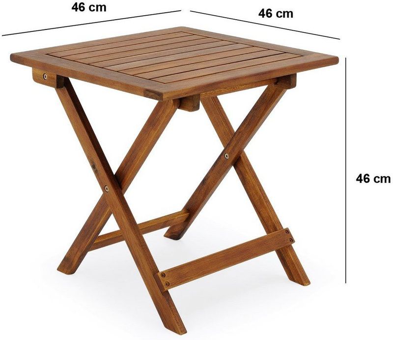 Bijzettafel - Geolied Acaciahout - Vierkant - Klapbaar