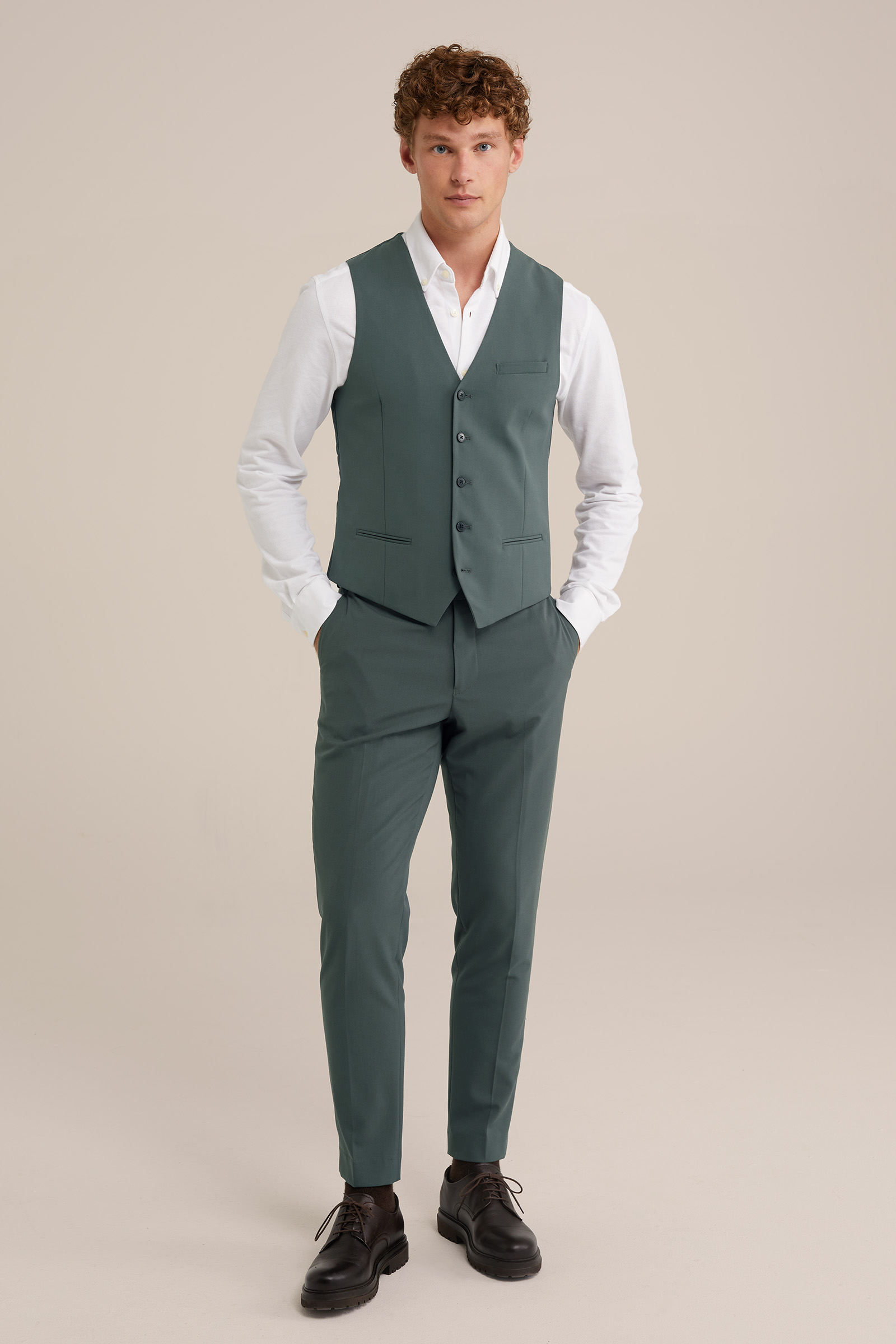slim fit gilet met stretch Fundamentals Mosgroen