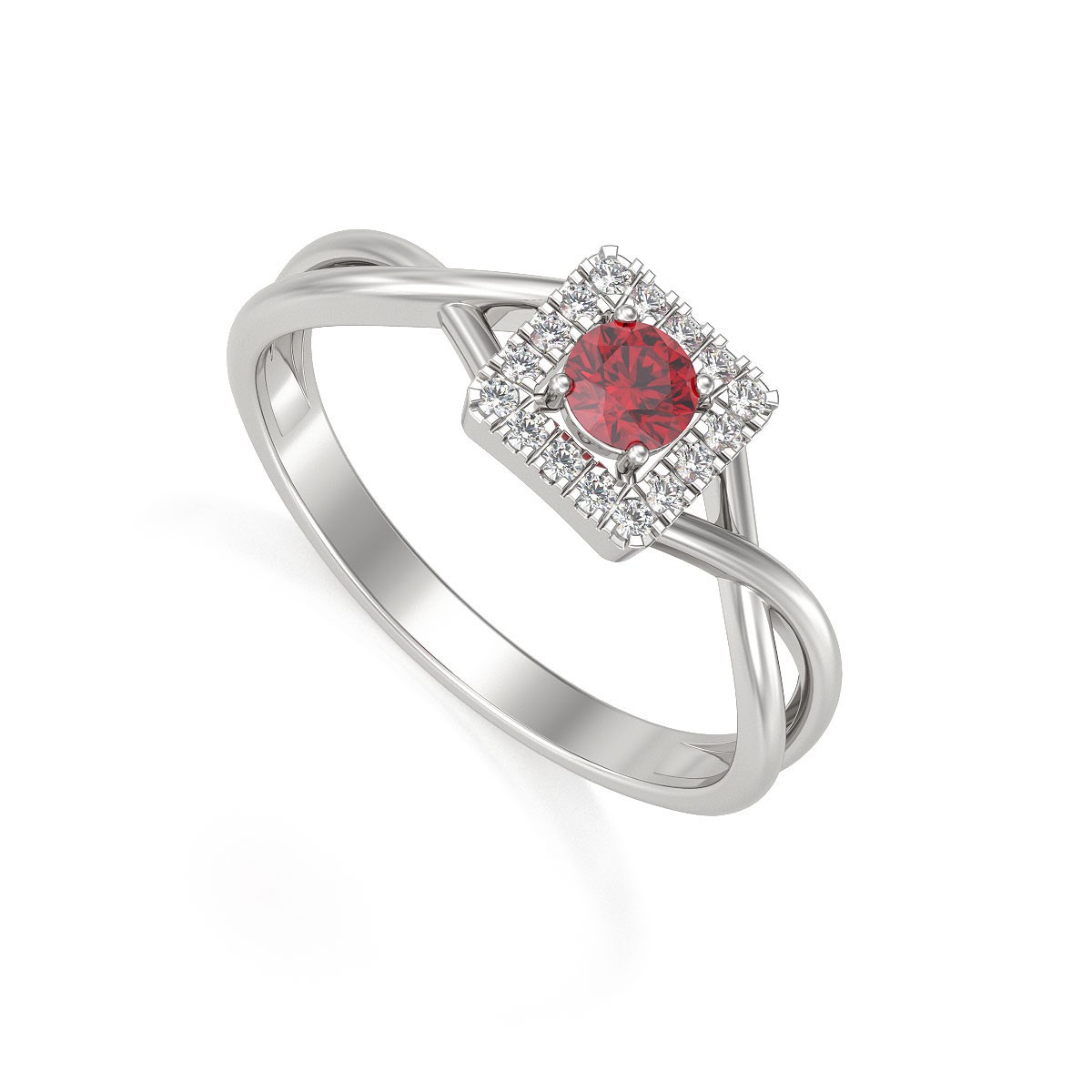 Bague ADEN Or 585 Blanc Rubis et diamants 2.154grs