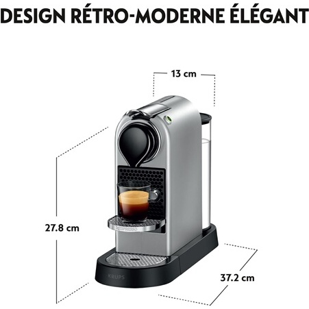 Expresso à capsule Krups NESPRESSO YY4118FD CITIZ SILVER