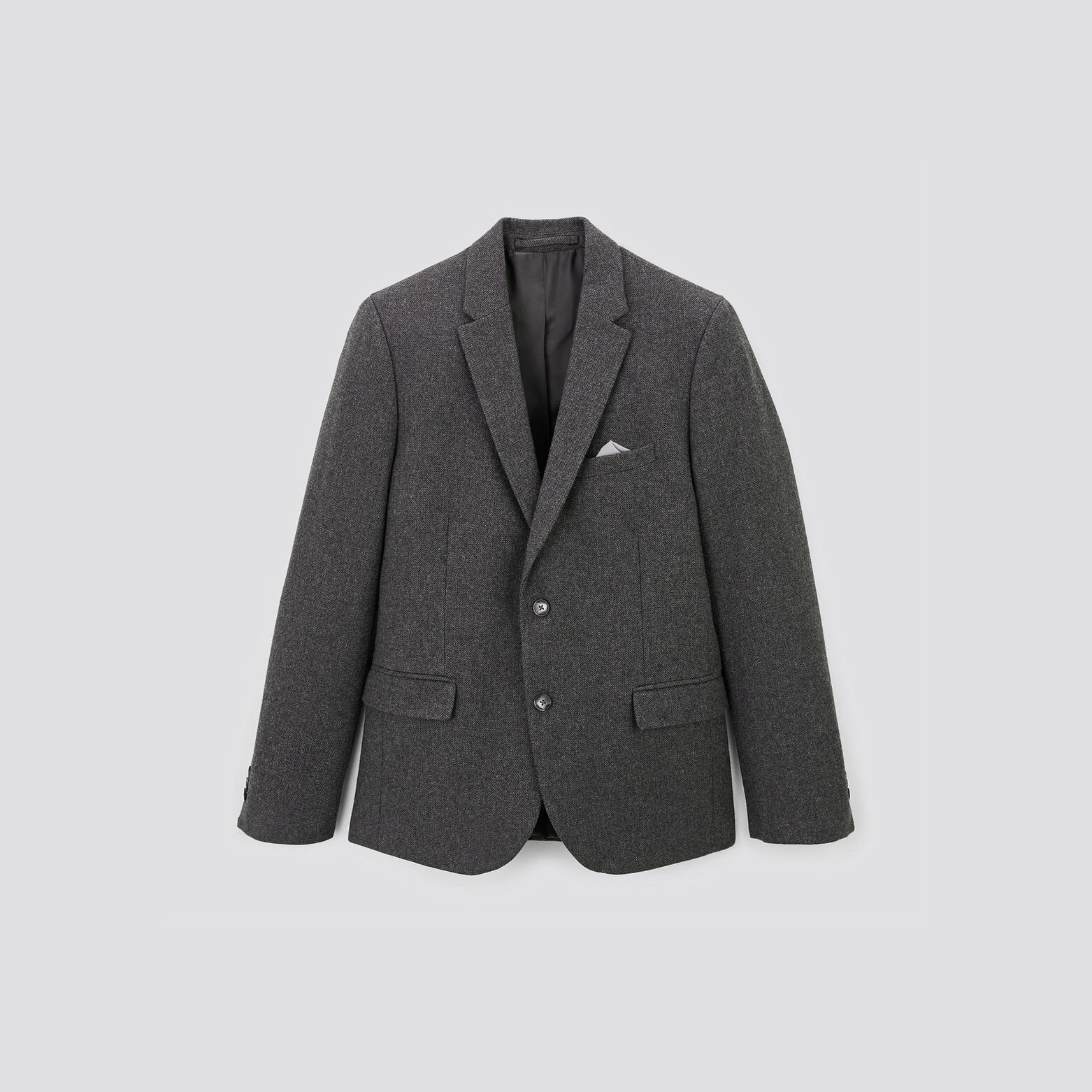 Veste slim lainage chevrons Gris moyen