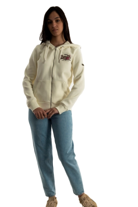 sweat superdry vintage vl narrative ziphood 5ew off white marl