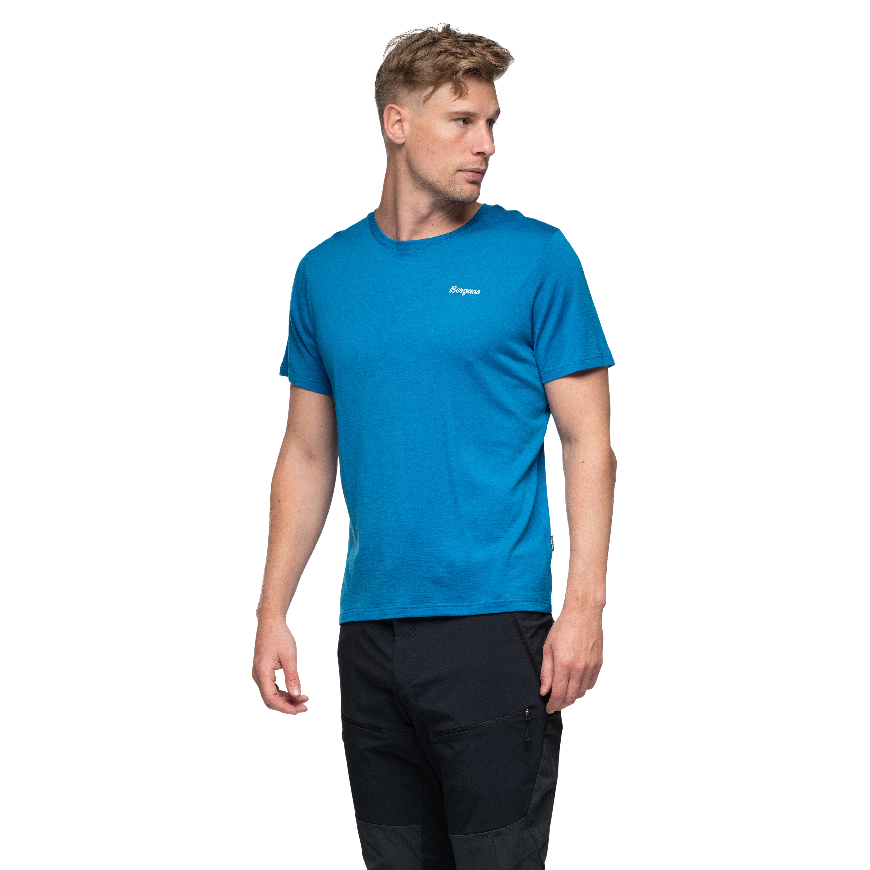 Rabot Emblem Wool Tee Men Dark Aqua Lagoon