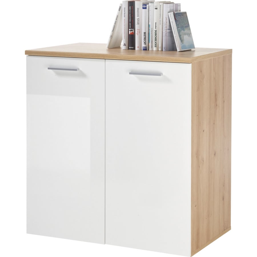 Kommode Paul Dekor Eiche Artisan Hochglanz weiss 152 x 106 x 50 cm