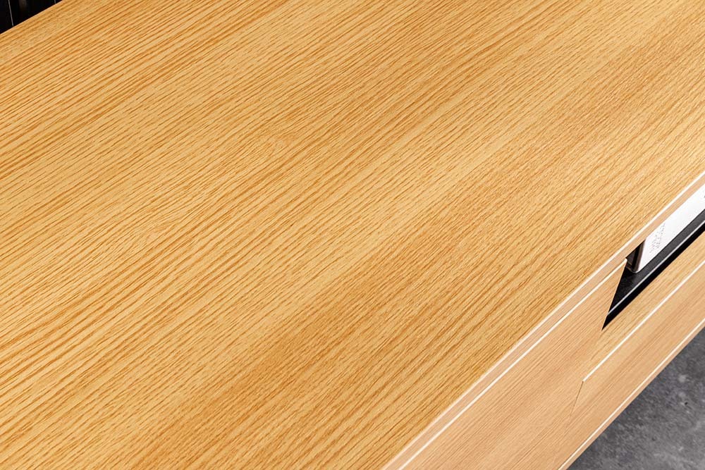 Hängendes TV-Board LOFT 200cm natur schwarz sieben Fächer mit Schublade