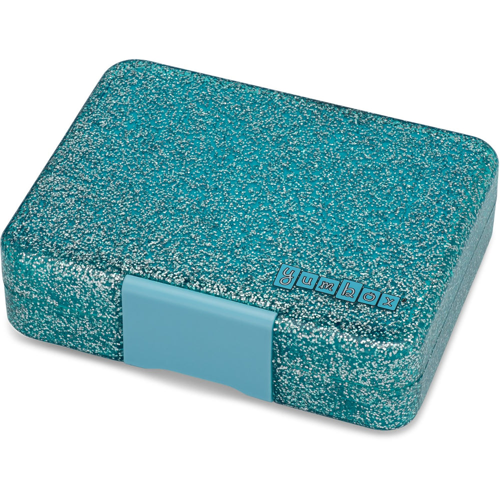 Køb Yumbox Twinkle Aqua Glitter / Clear Blue Tray Snack Size Small Bento Madkasse