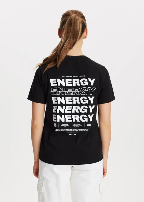 T-shirt met energy print zwart (ZWART)