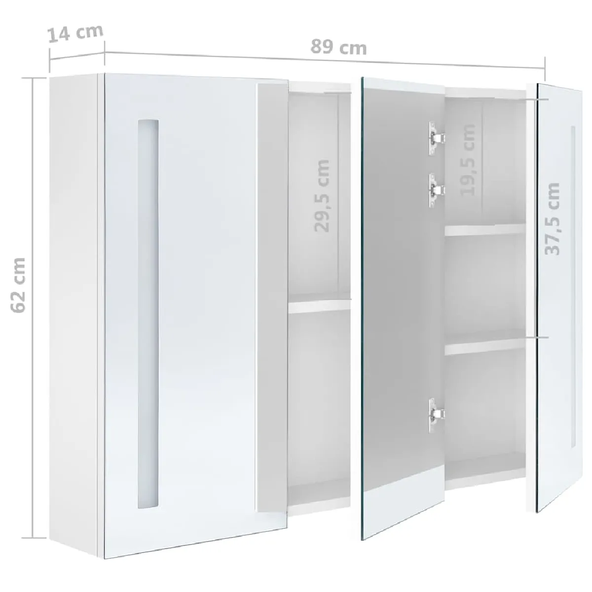 vidaXL LED Armoire - 89x14x62 cm