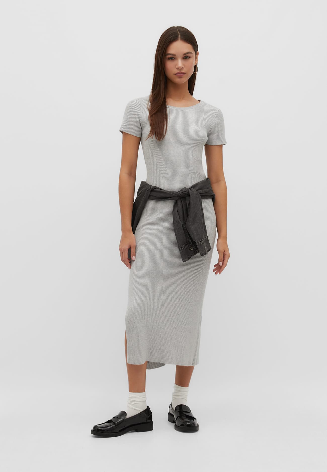 Vestido midi de tricô grosso