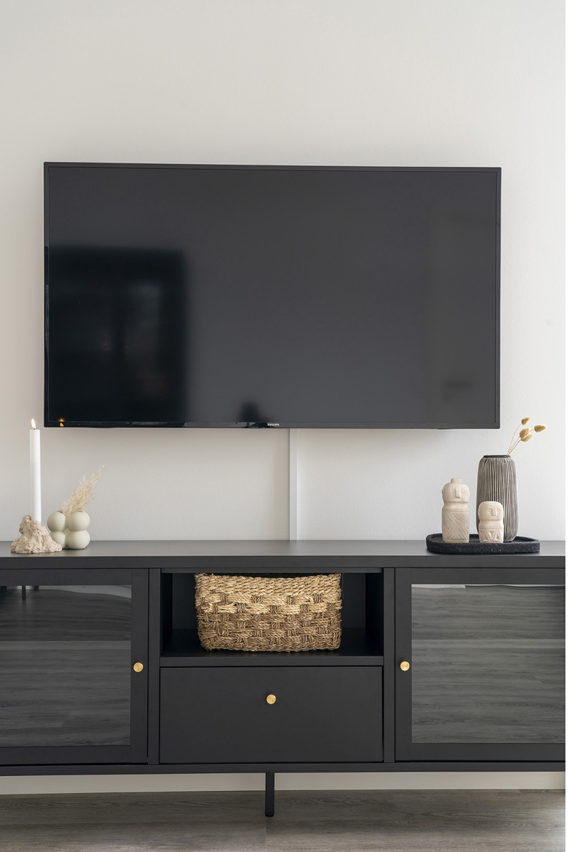 Metalen tv-meubel James - 160 x 35 cm Zwart