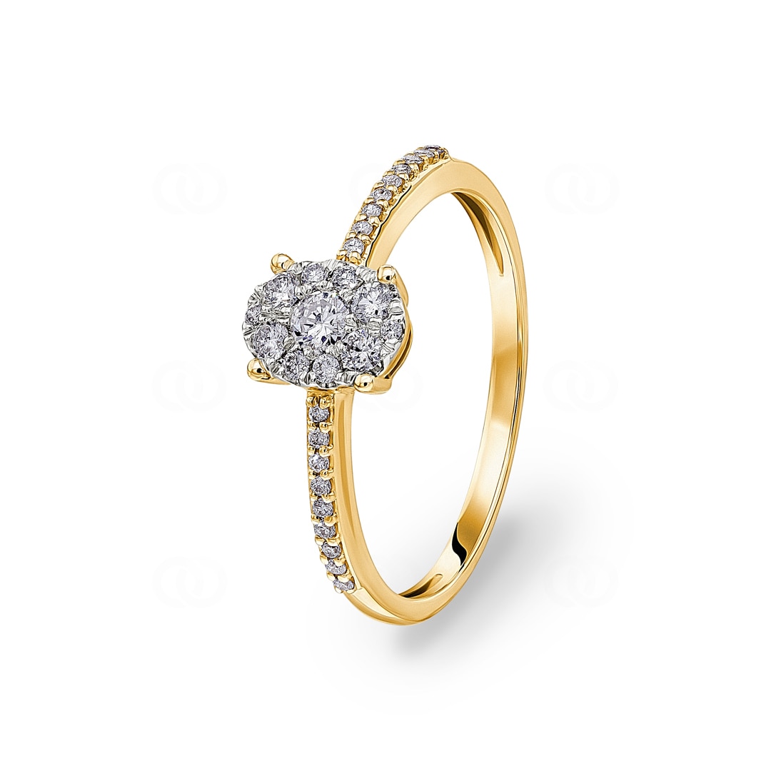 Verlobungsring 750/18 K Gelbgold mit Diamanten 0.23 ct H/si