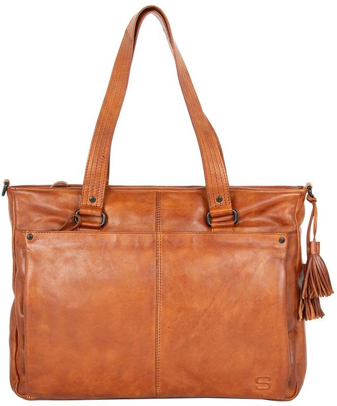 Leren Laptop Schoudertas - Chrissey - Brandy Cognac
