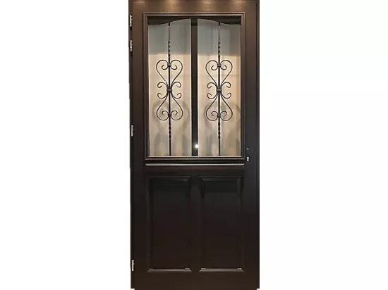 Porte D'Entrée Bois Vitrée, Sanna, H,215Xl,90 P, Droit Cote Tableau