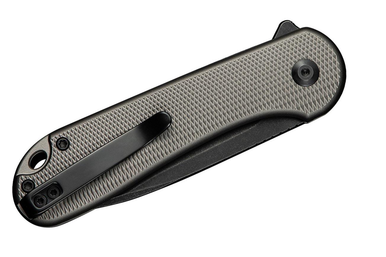 Civivi Elementum II Button Lock C18062PD-1 Black Stonewashed Nitro-V, Diamond Patterned Gray Aluminum, zakmes