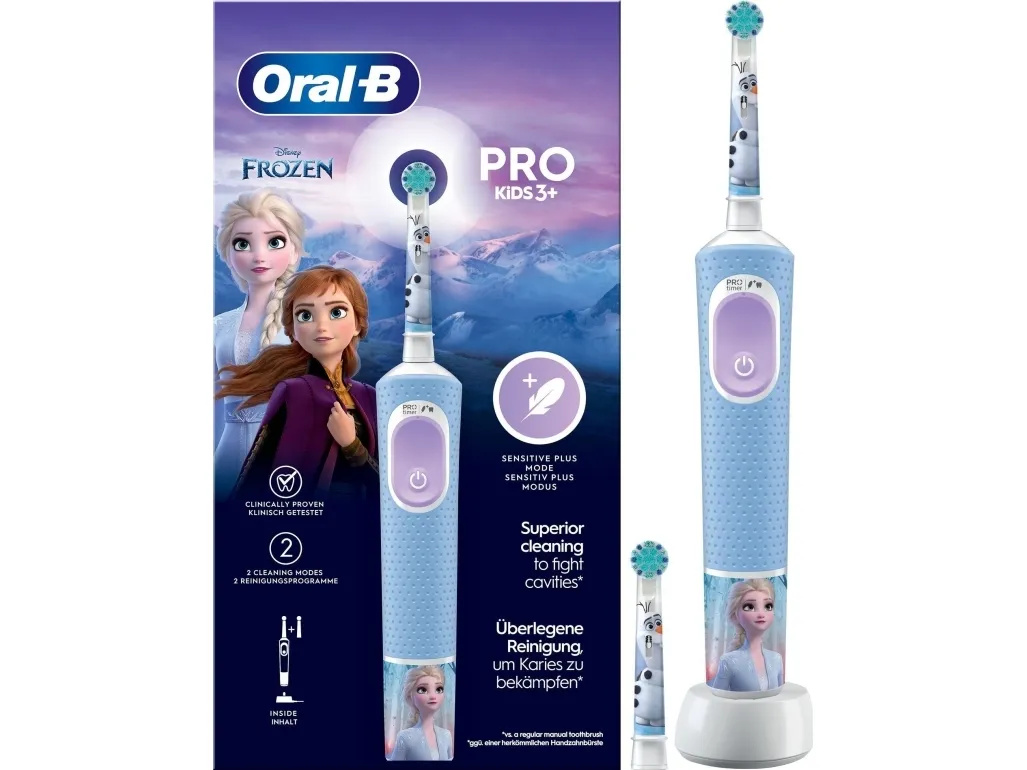 Oral-B Pro Kids, Barn, Roterende, pulserende tandbørste, Daglig pleje, Super sensitive, Lyse Blå, Batteri, Indbygget batteri