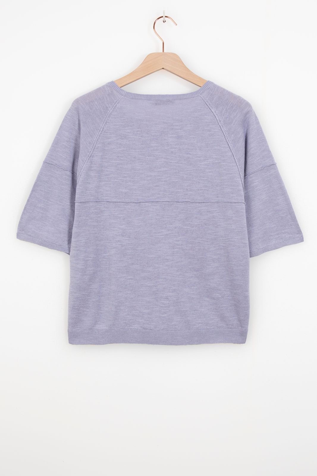 Lavendel linnen top met korte mouwen