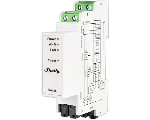 Shelly Pro 3EM elektriciteitsmeter incl. 3x 120A aansluitingen, meetfunctie, WLAN