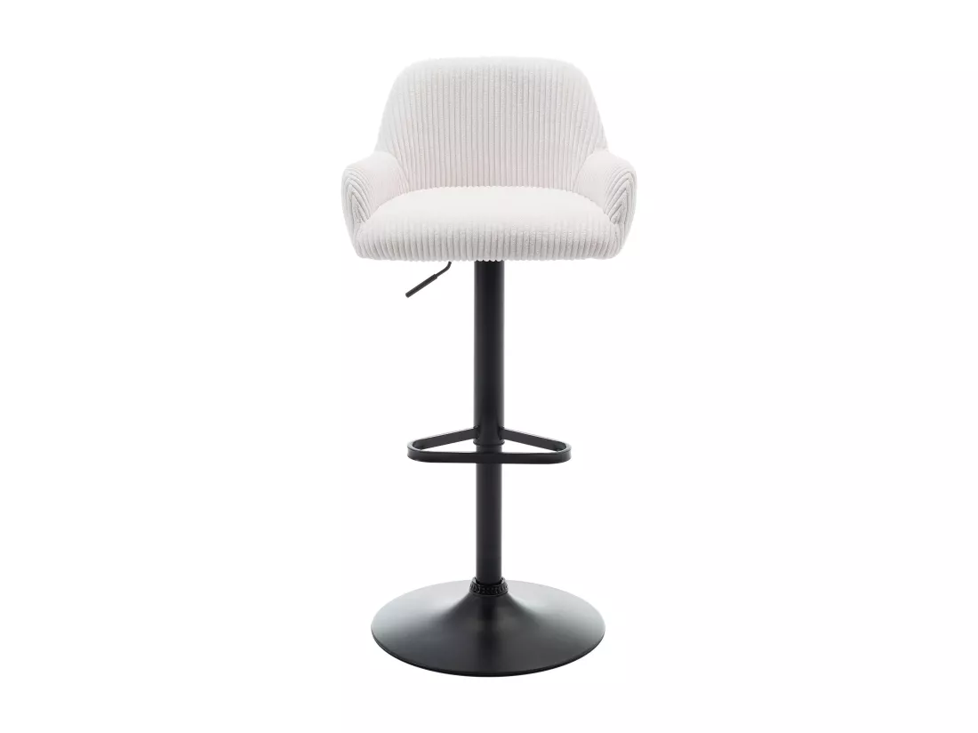 Lot de 2 tabourets en velours côtelé et métal noir - Hauteur réglable - Crème - LILIYA