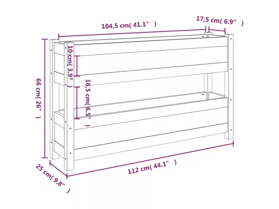 Jardinière bac lit surélevé bois blanche 112 x 25 x 66 cm 02_0037399
