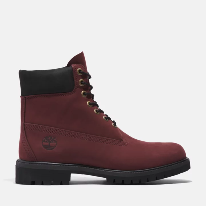 Bota Timberland Premium de 6 polegadas para homem na cor bordô