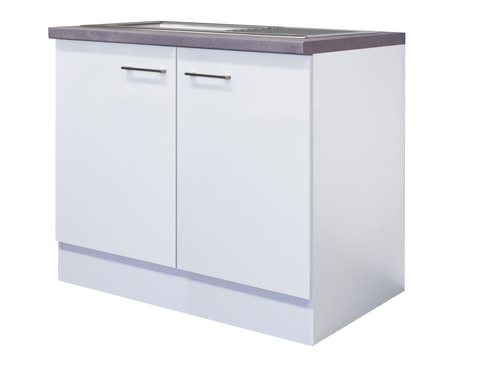 Spülenunterschrank ELEA - weiß-Beton - mit Spüle - 100 cm breit