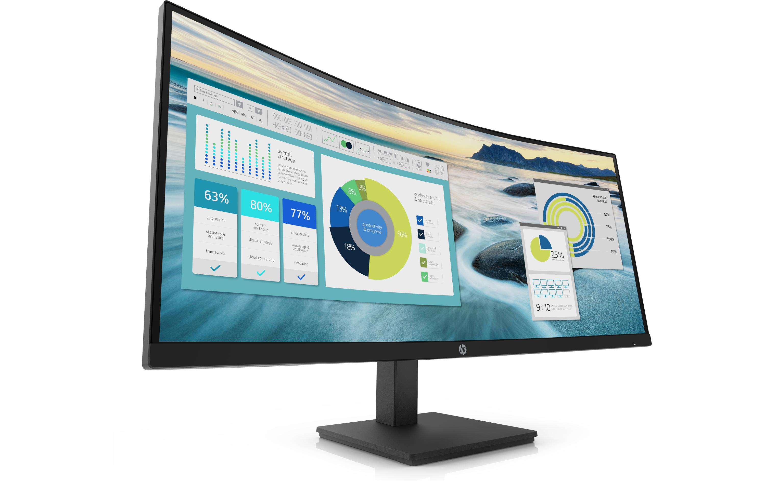 Monitor P34hc G4 21Y56AA<br>Gekrümmter 34-Zoll-Bildschirm mit QHD-Auflösung, eingebauten Lautsprechern sowie USB-Hub und USB-C-Anschluss