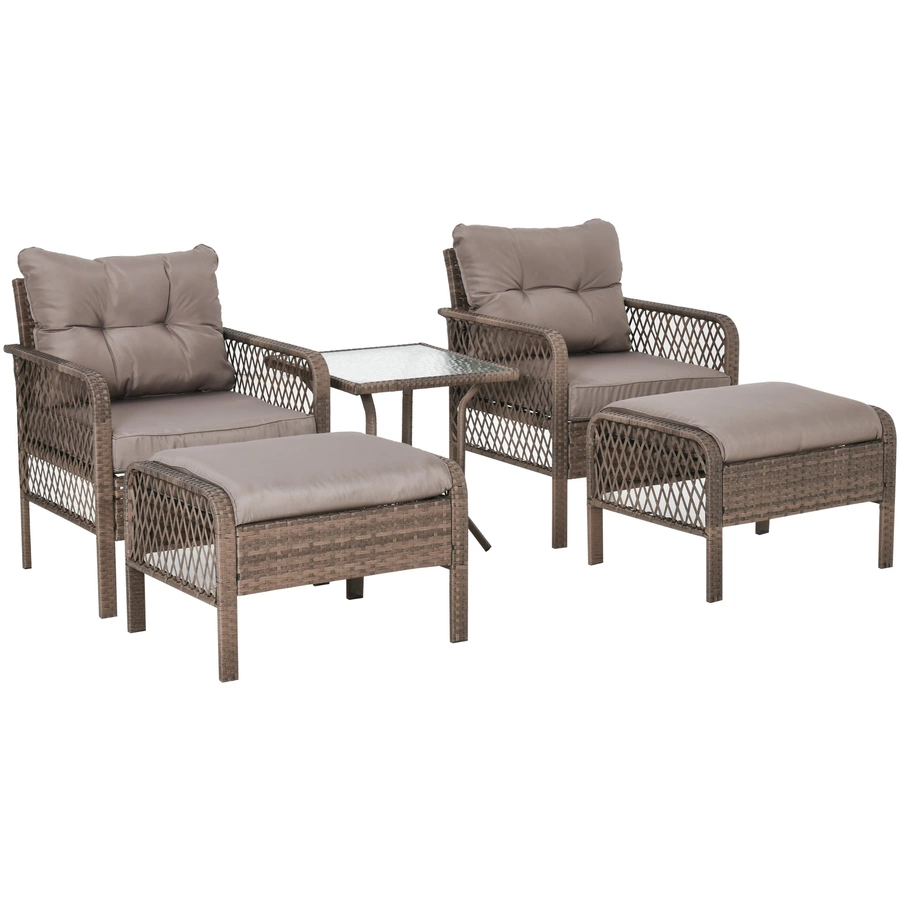 Outsunny Rattan Sitzgarnitur 5-teilig braun