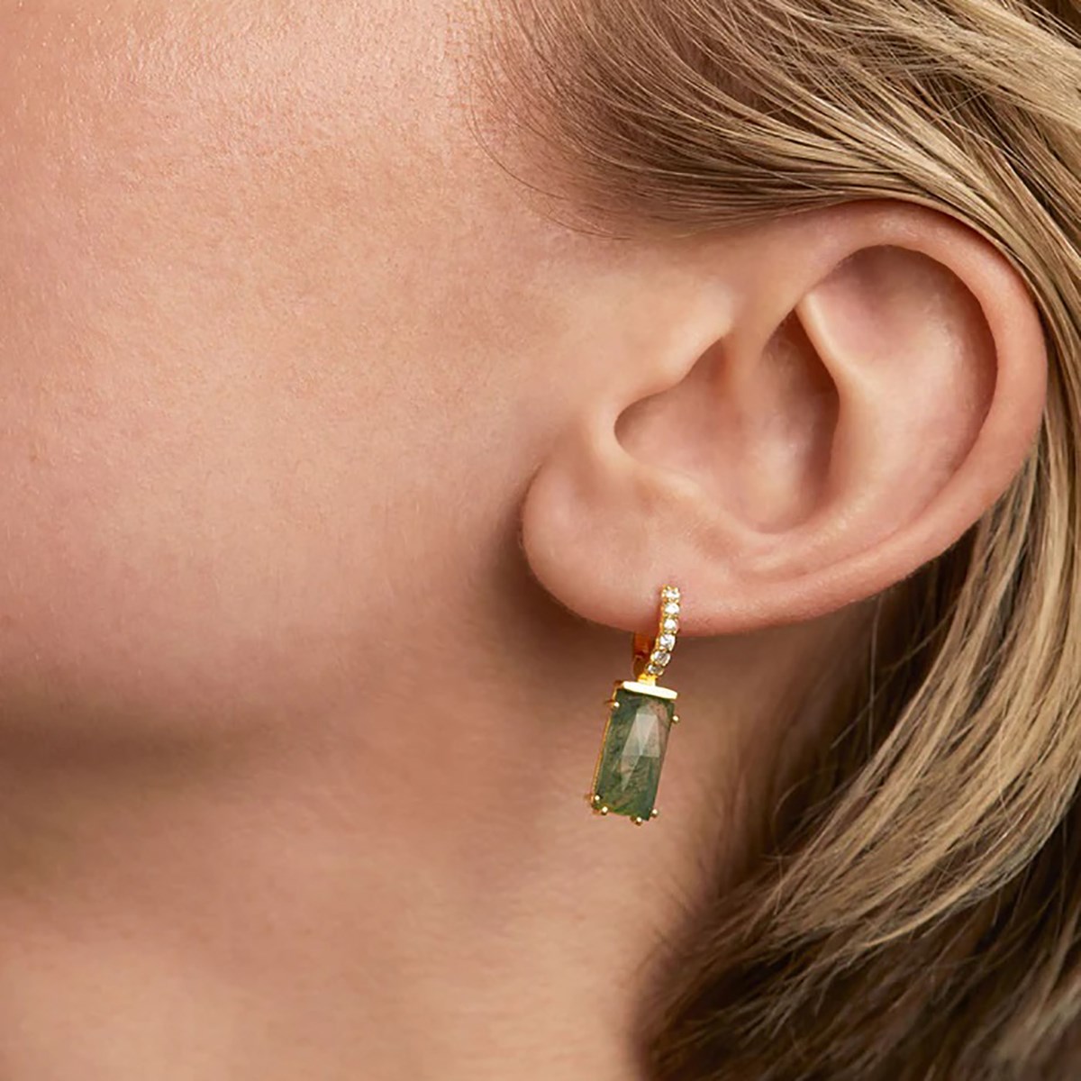 Boucle d'oreille individuelle PdPaola Kaori Agate verte