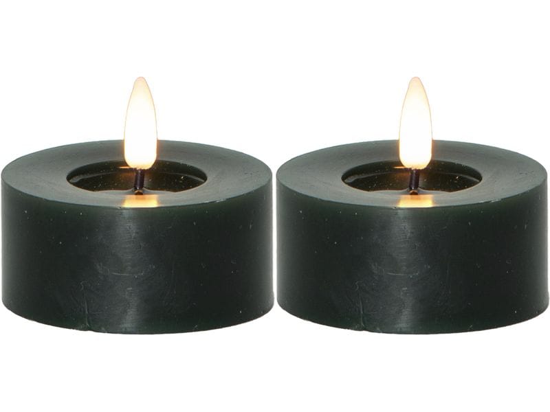 Star Trading LED Teelichter Set Flamme Flow 2 Pack, Grün Realistische Kerzenflamme für gemütliche Atmosphäre