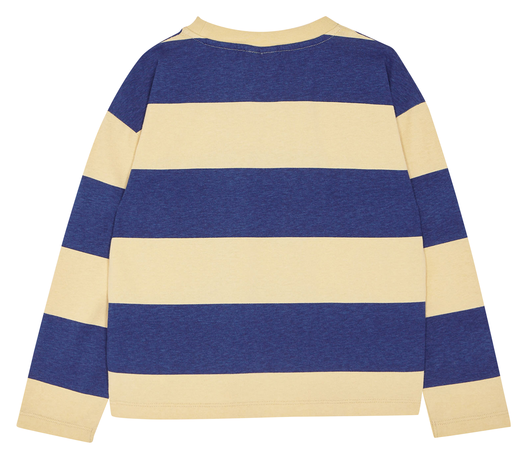 Tee-shirt col rond rayé en coton| Bleu