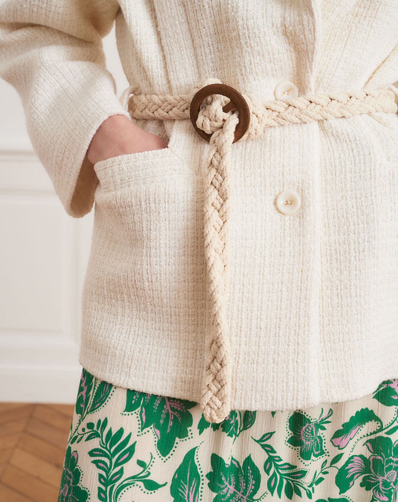 La Petite Francaise Veste en Laine mélangée Valentin écrue