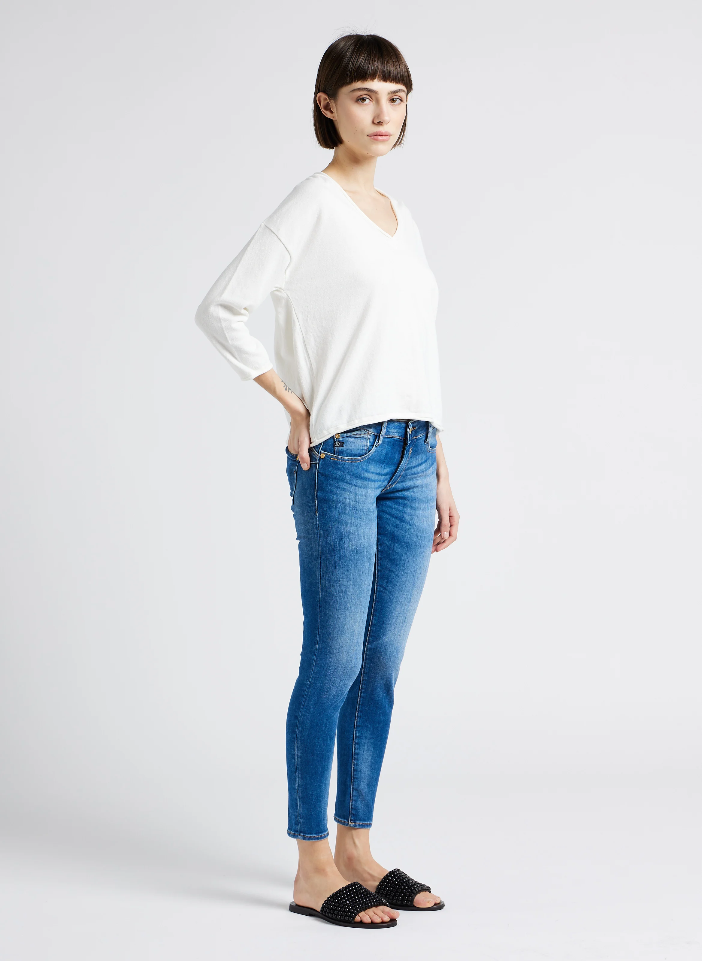 KAWI - Jean slim taille basse | Bleu