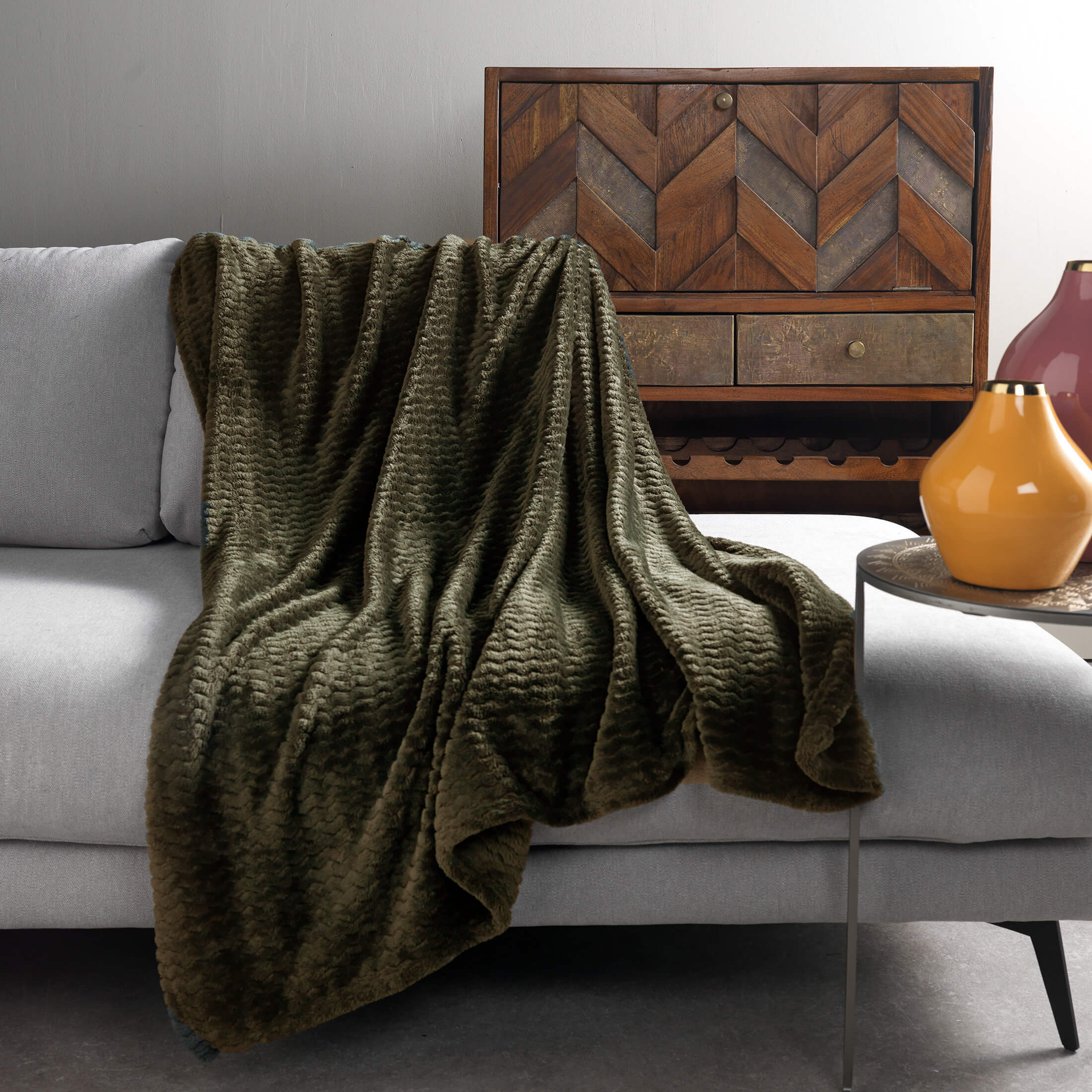 Dutch Decor plaid MARA - 150x200 cm Military Olive