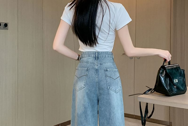 Okalpis - Hoge taille rechte jeans