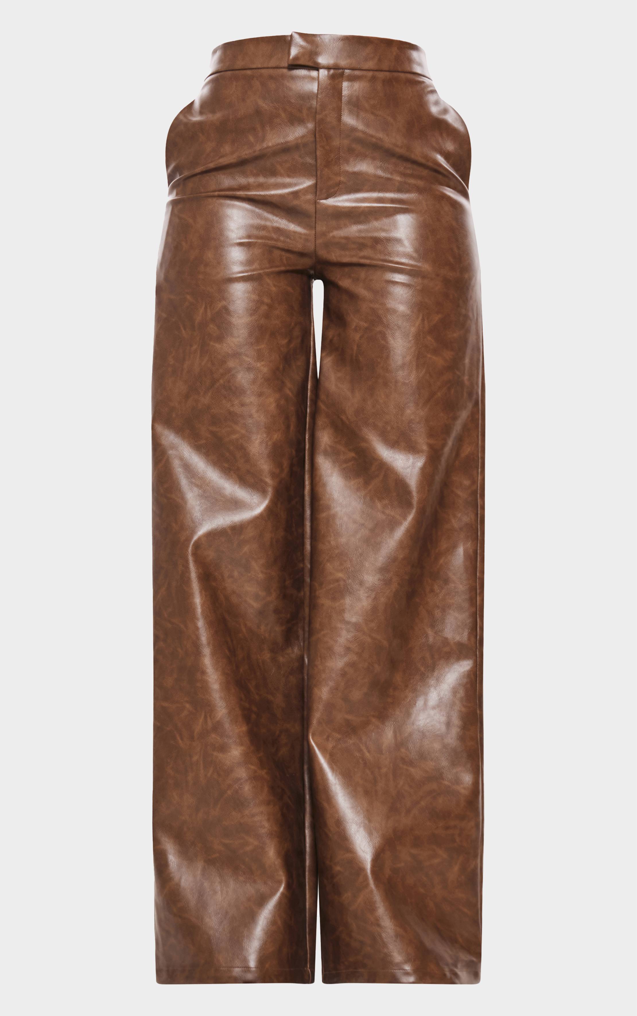 Chocolat Pantalon Large En Synthétiquecuir Tall
