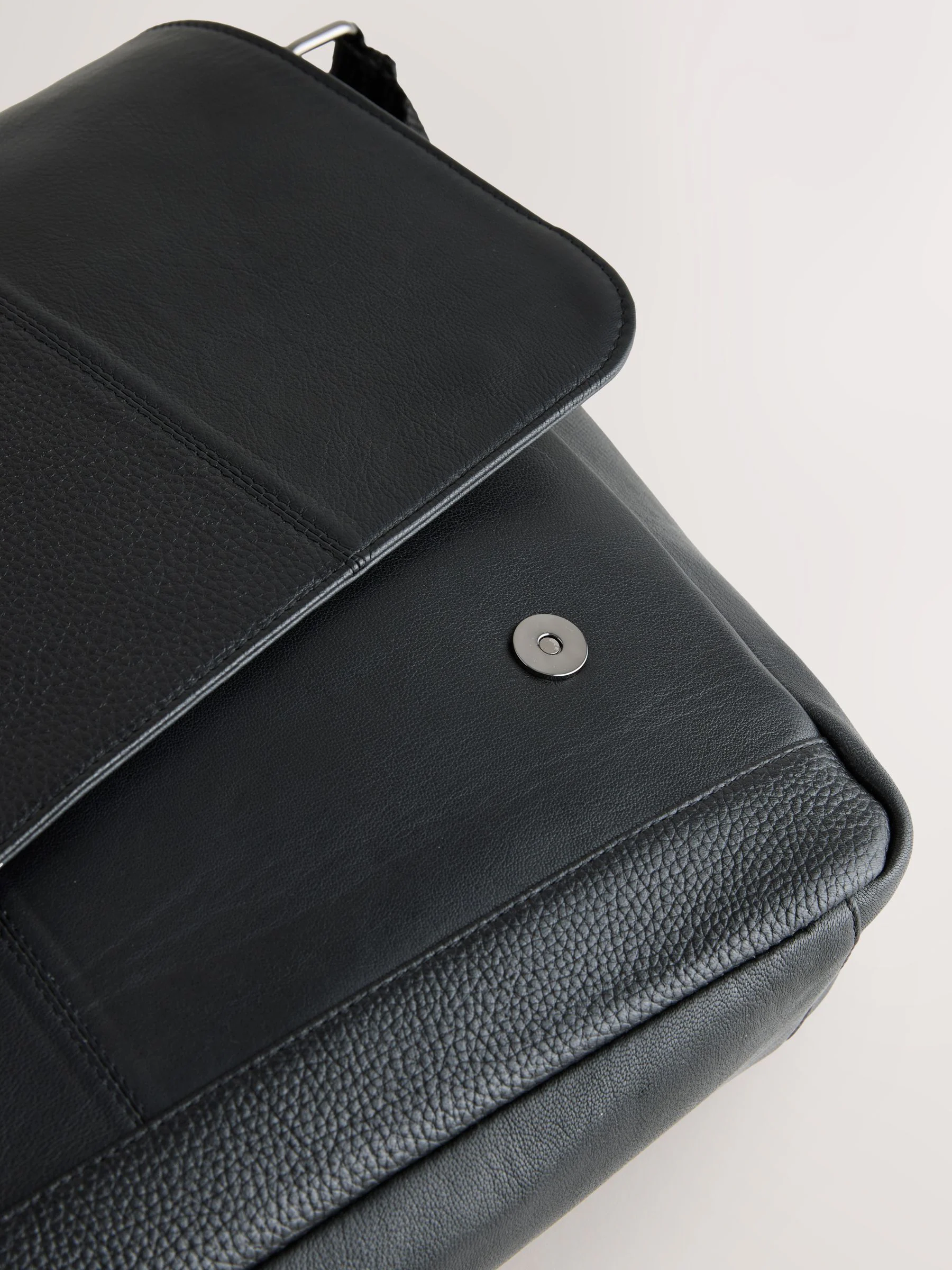 Zwart - Signature leren messenger-tas