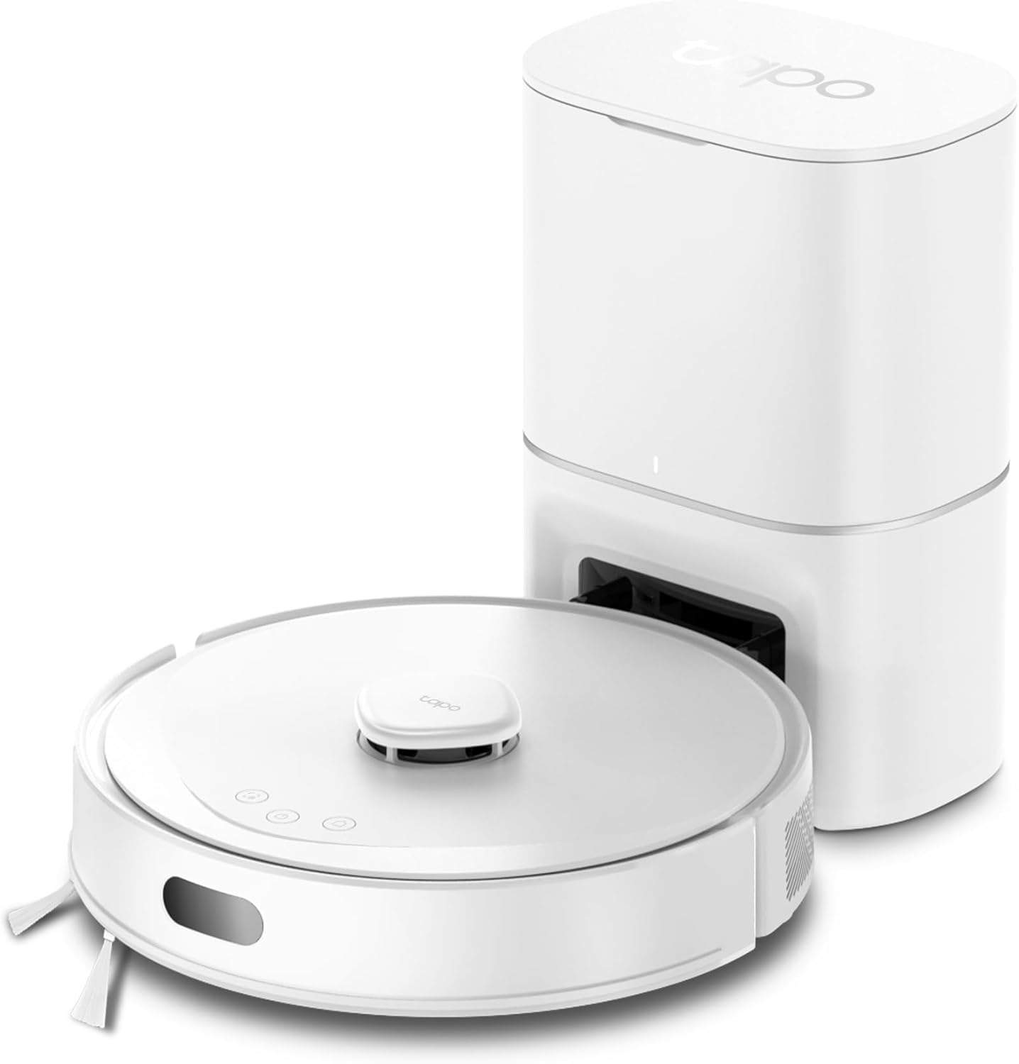 Tapo RV30 Max Plus Saugroboter mit Wischfunktion und automatischer Absaugstation, 5300Pa Ultra Starke Saugkraft, LiDAR+IMU Dual-Navigation, Alexa & Google Assistant Sprachsteuerung, Weiß