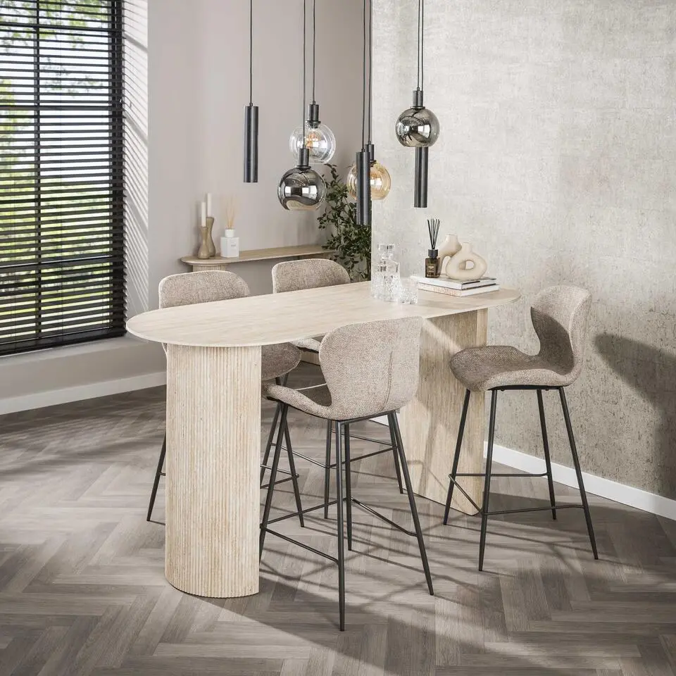 Hoyz Collection - Bartafel Romano Arch Plat Ovaal 180cm - Keramiek Travertin