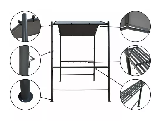 Pergola tonnelle pour barbecue - 277 x 149 cm - Anthracite